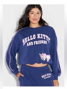 Hello Kitty and Friends cropped sweatshirt size Large NWT